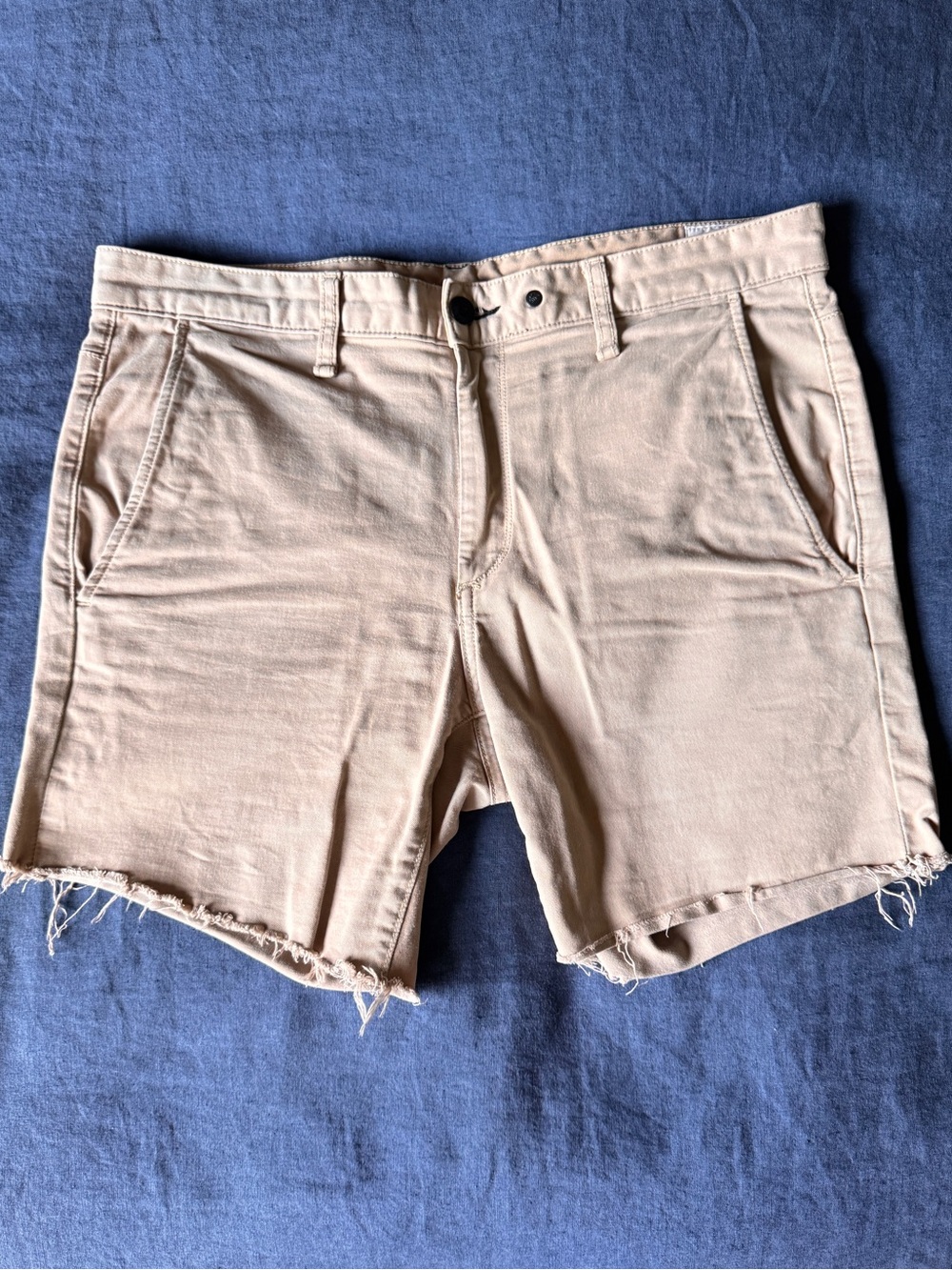 Rag & Bone Skinny Khaki Frayed Hem Shorts (32)